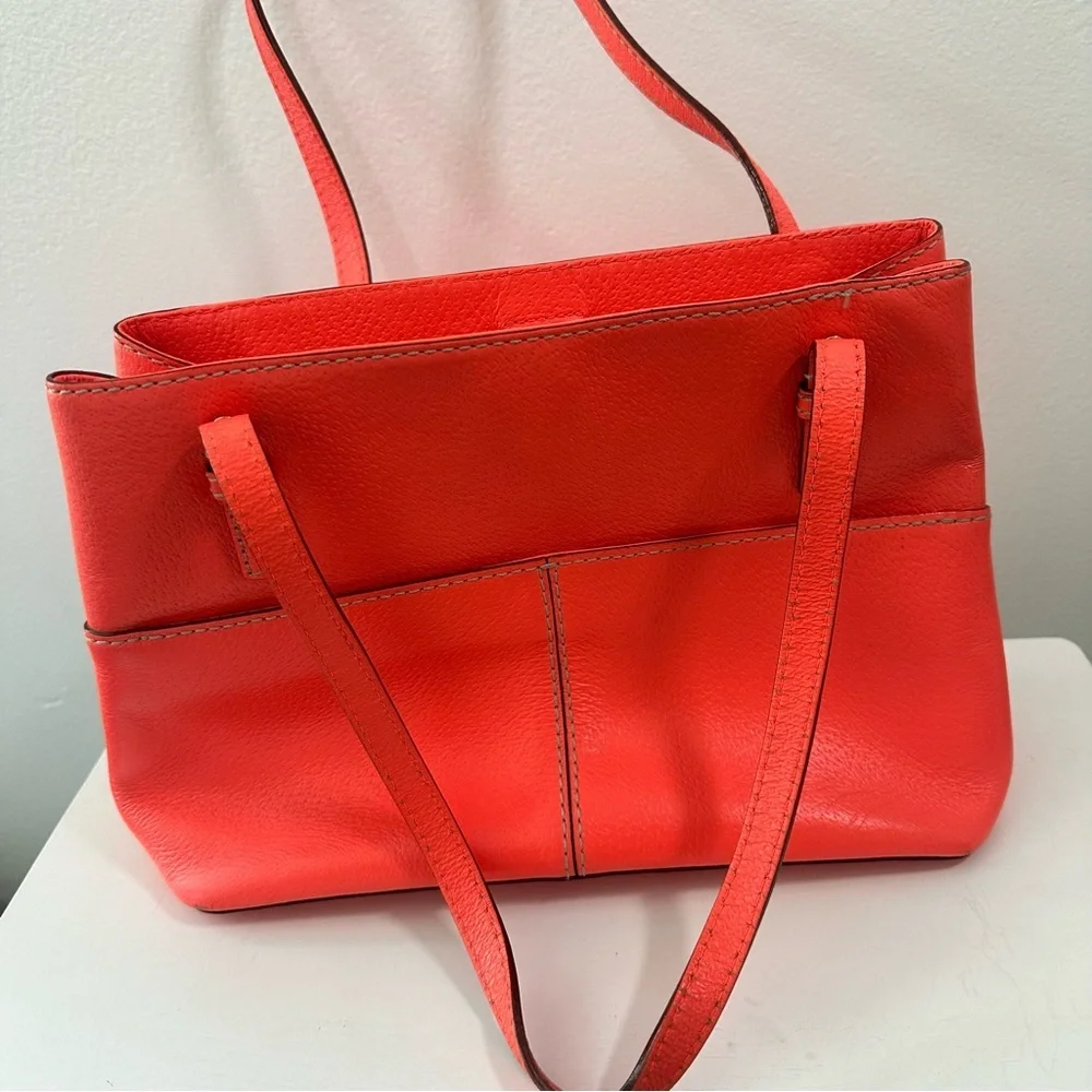 Kate Spade Grand Street Gabriel Tote Orange Pebbled Leather Shoulder Bag